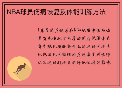 NBA球员伤病恢复及体能训练方法